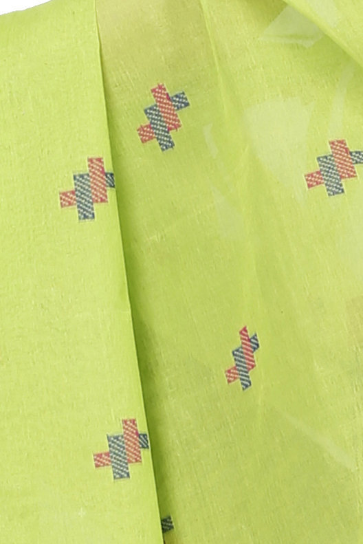 Olive Green Pure Cotton Simar Tant Saree (1037)